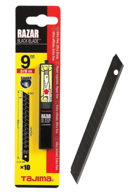 Ersatzklingen Tajima zu Cuttermesser 9mm Schwarz (10Stk.)